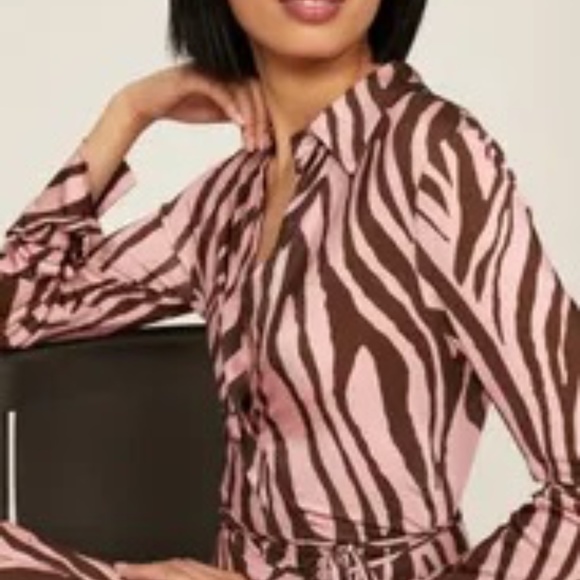 The Andamane Rent the Runway Jane pink brown wrap dress sz L/40 $580 - Picture 4 of 5